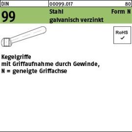 DIN 99 Stahl Form N galvanisch verzinkt Kegelgriffe mit Griffaufnahme durch Gewinde, geneigte Griffachse Produktbild
