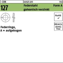 ~DIN 127 Federstahl Form A galvanisch verzinkt Federringe, aufgebogen Produktbild