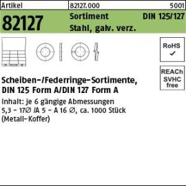 ART 82127 DIN 125/127 Sortiment St. Scheiben u. Federringe gal Zn VE=S Produktbild
