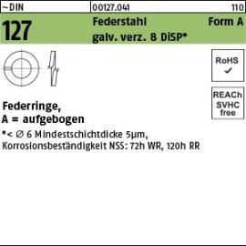 Reyher ~DIN 127 Federstahl Form A galv. verz. 8 DiSP Federringe, aufgebogen Produktbild