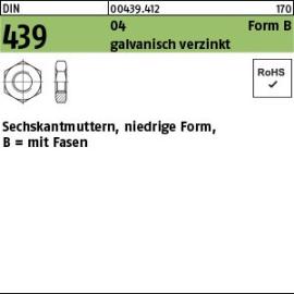 Reyher DIN 439 04 Form B galvanisch verzinkt Sechskantmuttern, niedrige Form, mit Fasen Produktbild