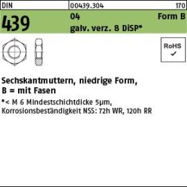 Reyher DIN 439 04 Form B galv. verz. 8 DiSP Sechskantmuttern, niedrige Form, mit Fasen Produktbild