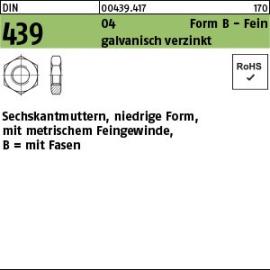 Reyher DIN 439 04 Form B - Fein galvanisch verzinkt Sechskantmuttern, niedrige Form, mit metrischem Feingewinde, mit Fasen Produktbild