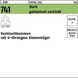 ~DIN 741 Stahl galvanisch verzinkt Drahtseilklemmen mit U-förmigem Klemmbügel Produktbild