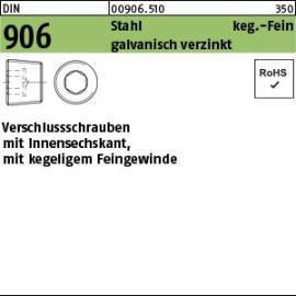 DIN 906 Stahl keg.-Fein galvanisch verzinkt Verschlussschrauben mit Innensechskant, mit kegeligem Feingewinde Produktbild
