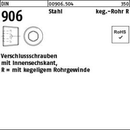 DIN 906 Stahl keg.-Rohr R Verschlussschrauben mit Innensechskant, mit kegeligem Rohrgewinde Produktbild