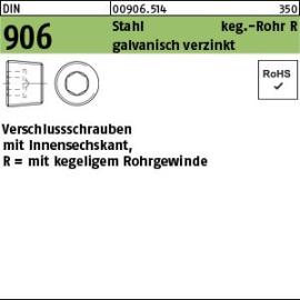 DIN 906 Stahl keg.-Rohr R galvanisch verzinkt Verschlussschrauben mit Innensechskant, mit kegeligem Rohrgewinde Produktbild