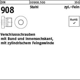 DIN 908 Stahl zyl.Fein Verschlussschrauben mit Bund und Innensechskant, m. zyl. Feingewinde Produktbild