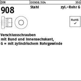 DIN 908 Stahl zyl.-Rohr G Verschlussschrauben mit Bund und Innensechskant,mit zyl. Rohrgewinde Produktbild