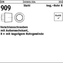 DIN 909 Stahl keg.-Rohr R Verschlussschrauben mit Außensechskant, mit kegeligem Rohrgewinde Produktbild