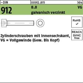 Reyher ~DIN 912 8.8 VG galvanisch verzinkt Zylinderschrauben mit Innensechskant, Vollgewinde (Gew. bis Kopf) Produktbild