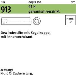 Reyher DIN 913 45 H galvanisch verzinkt Gewindestifte mit Kegelkuppe, mit Innensechskant Produktbild