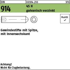 DIN 914 45 H galvanisch verzinkt Gewindestifte mit Spitze, mit Innensechskant Produktbild