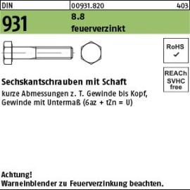 DIN 931 8.8 feuerverzinkt Sechskantschrauben mit Schaft Produktbild