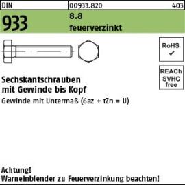 DIN 933 8.8 feuerverzinkt Sechskantschrauben mit Gewinde bis Kopf Produktbild