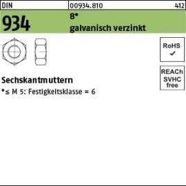DIN 934 8 galvanisch verzinkt Sechskantmuttern Produktbild