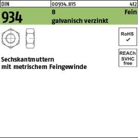 Reyher DIN 934 8 Fein galvanisch verzinkt Sechskantmuttern mit metrischem Feingewinde Produktbild