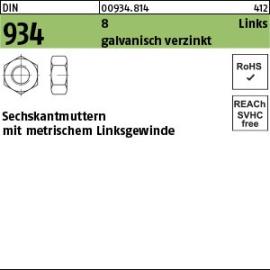 Reyher DIN 934 8 Links galvanisch verzinkt Sechskantmuttern mit metrischem Linksgewinde Produktbild