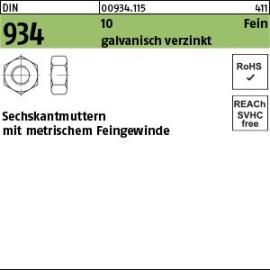 Reyher DIN 934 10 Fein galvanisch verzinkt Sechskantmuttern mit metrischem Feingewinde Produktbild