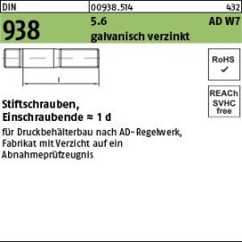 DIN 938 Stiftschrauben, Einschraubende = 1d