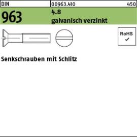 DIN 963 4.8 galvanisch verzinkt Senkschrauben mit Schlitz Produktbild
