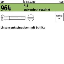 DIN 964 4.8 galvanisch verzinkt Linsensenkschrauben mit Schlitz Produktbild