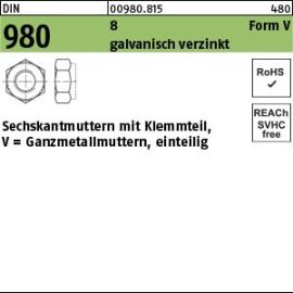Reyher DIN 980 8 Form V galvanisch verzinkt Sechskantmuttern mit Klemmteil, Ganzmetallmuttern, einteilig Produktbild