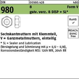 Reyher DIN 980 8 Form V galv. verz. 8 DiSP + SL Sechskantmuttern mit Klemmteil, Ganzmetallmuttern, einteilig Produktbild