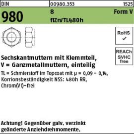 Reyher DIN 980 8 Form V flZn/TL 480h (zinklamellenbesch.) Sechskantmuttern mit Klemmteil, Ganzmetallmuttern, einteilig Produktbild