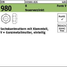 Reyher DIN 980 8 Form V feuerverzinkt Sechskantmuttern mit Klemmteil, Ganzmetallmuttern, einteilig Produktbild
