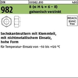 Reyher DIN 982 8 (<= M 4 = 6-8) galvanisch verzinkt Sechskantmuttern mit Klemmteil, mit nichtmetallischem Einsatz, hohe Form Produktbild