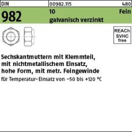 Reyher DIN 982 10 Fein galvanisch verzinkt Sechskantmuttern mit Klemmteil, mit nichtmet. Einsatz, mit met. Feingew. Produktbild