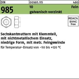 Reyher DIN 985 10 Fein galvanisch verzinkt Sechskantmuttern mit Klemmteil, mit nichtmet. Einsatz, mit met. Feingew. Produktbild