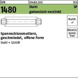 DIN 1480 Stahl SP galvanisch verzinkt Spannschlossmuttern, geschmiedet, offene Form Produktbild