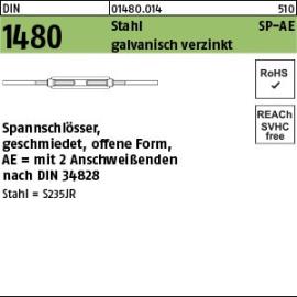 DIN 1480 Stahl SP-AE galvanisch verzinkt Spannschlösser, geschmiedet, offene Form mit 2 Anschweißenden Produktbild