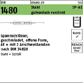 DIN 1480 Stahl SP-AE galvanisch verzinkt, ÜZ Spannschlösser, geschmiedet, offene Form mit 2 Anschweißenden Produktbild