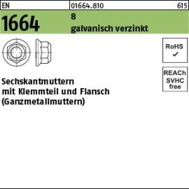 Reyher EN 1664 8 galvanisch verzinkt Sechskantmuttern mit Klemmteil und Flansch (Ganzmetallmuttern) Produktbild