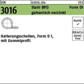 Reyher DIN 3016 Stahl (W1) Form D 1 galvanisch verzinkt Halterungsschellen, Form D 1, mit Gummiprofil Produktbild