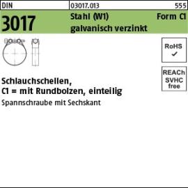 Reyher DIN 3017 Stahl (W1) Form C1 galvanisch verzinkt Schlauchschellen, mit Rundbolzen, einteilig Produktbild