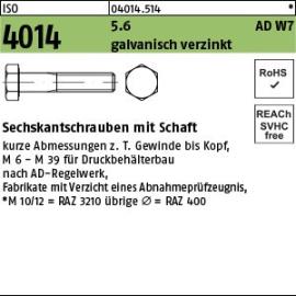 ISO 4014 5.6 AD W7 galvanisch verzinkt Sechskantschrauben mit Schaft Produktbild