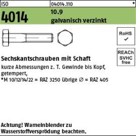 ISO 4014 10.9 galvanisch verzinkt Sechskantschrauben mit Schaft Produktbild