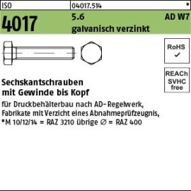 ISO 4017 5.6 AD W7 galvanisch verzinkt Sechskantschrauben mit Gewinde bis Kopf Produktbild