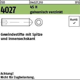 ISO 4027 45 H galvanisch verzinkt Gewindestifte mit Spitze und Innensechskant Produktbild