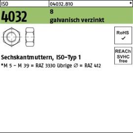 Reyher ISO 4032 8 galvanisch verzinkt Sechskantmuttern, ISO-Typ 1 Produktbild