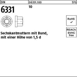 DIN 6331 10 Sechskantmuttern mit Bund, mit einer Höhe von 1,5d Produktbild