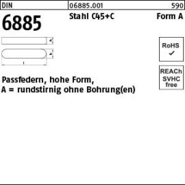Reyher DIN 6885 Stahl C45+C Form A Passfedern, hohe Form, rundstirnig ohne Bohrung(en) Produktbild