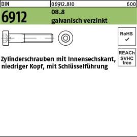 DIN 6912 08.8 galvanisch verzinkt Zylinderschrauben mit Innensechskant, niedriger Kopf, mit Schlüsselführung Produktbild