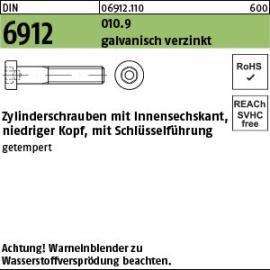 DIN 6912 010.9 galvanisch verzinkt Zylinderschrauben mit Innensechskant, niedriger Kopf, mit Schlüsselführung Produktbild