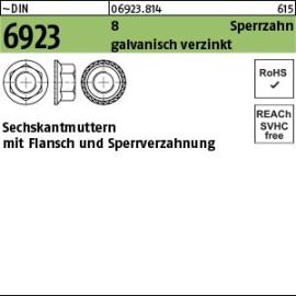 Reyher ~DIN 6923 8 Sperrzahn galvanisch verzinkt Sechskantmuttern mit Sperrverzahnung und Flansch Produktbild