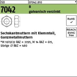 Reyher ISO 7042 8 galvanisch verzinkt Sechskantmuttern mit Klemmteil, Ganzmetallmuttern Produktbild